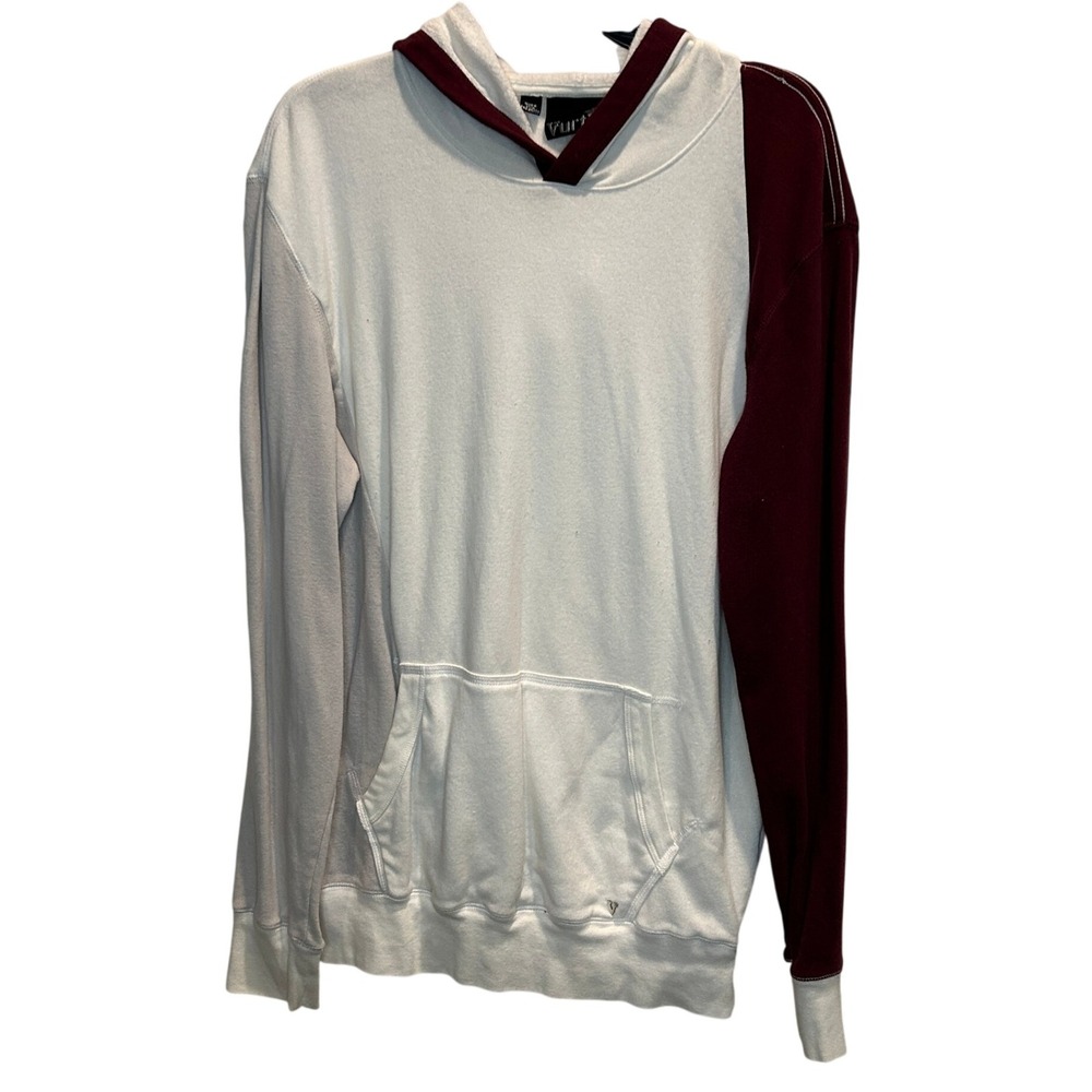 Vurt‎ Long Sleeve V-Neck Pullover Hoodie Large Ultra Soft Kangaroo Pocket White
